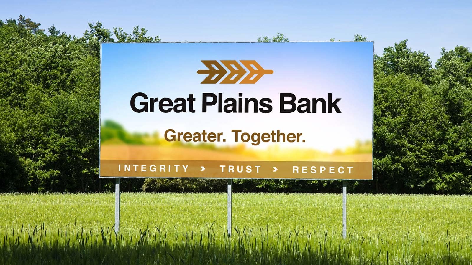 Great Plains Bank - outdoor billboard with new brand design logo
